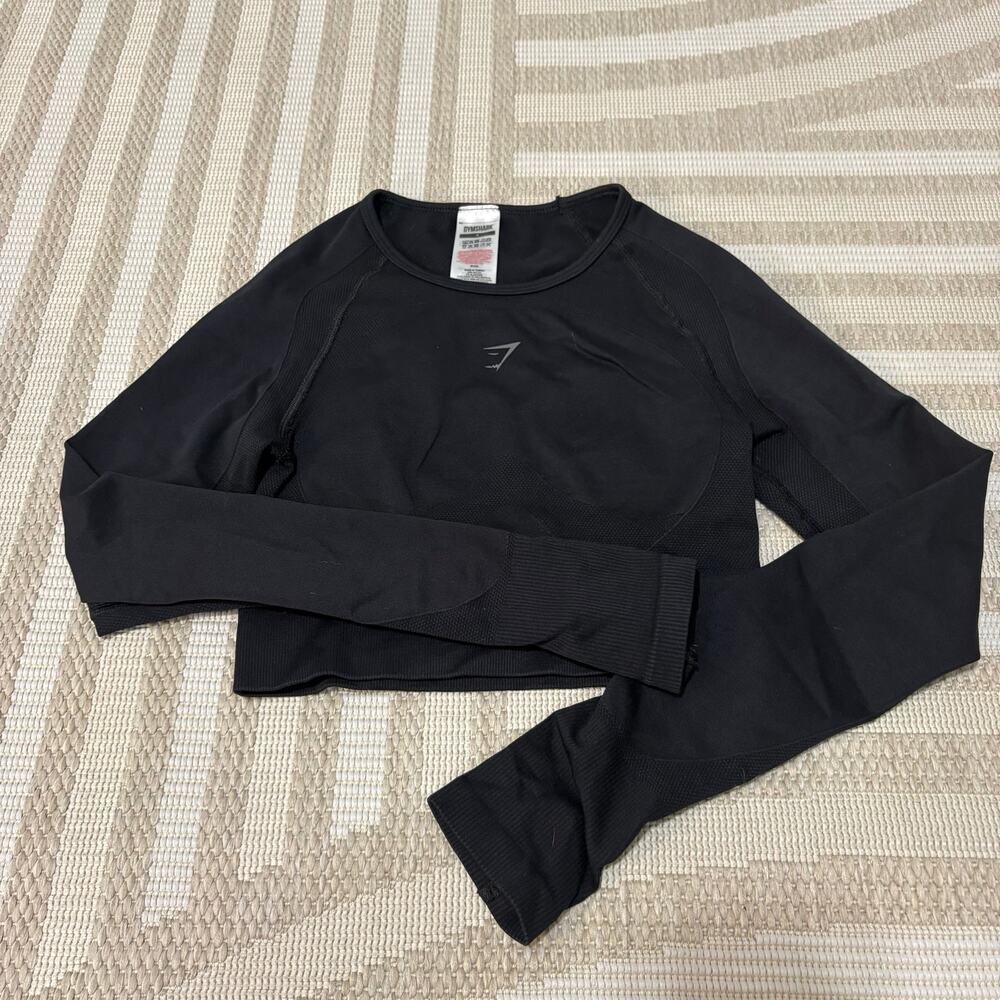 Gymshark Women's Small Athletic Crop Top Long Sleeve Black